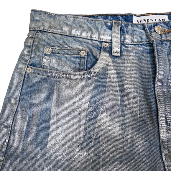 Derek Lam Denim Womens 27 Metallic Denim Jean Shorts - Picture 3 of 8